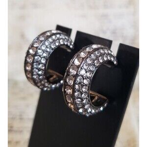 INC Sparkling Pave Diamond C-Hoop Earrings made by INC for Macy's - Old Money